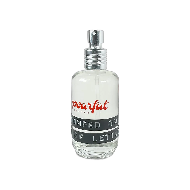 pearfat parfum stomped on bed of lettuce